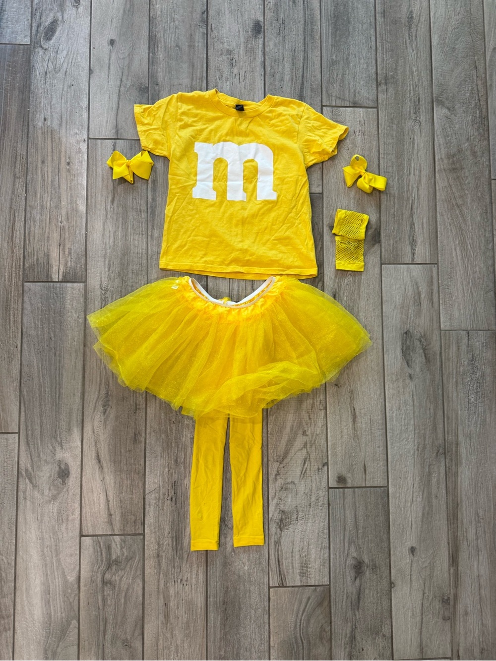 M n M candy Yellow Kids Tutu Costume Set with White